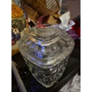 Vintage Homco Glass Heart Candy Dish Trinket Box with Lid Diamond Pattern